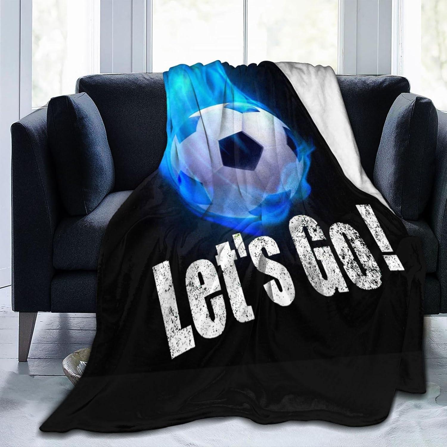 Soccer Blanket Soccer Ball Decor Throw Blanket Football Blanket Gifts for Girls Boys Soccer Lover Winter Bedding Super Warm Soft Plush Lightweight Fleece Flannel Blanket for Kids Men Women 50"X40"