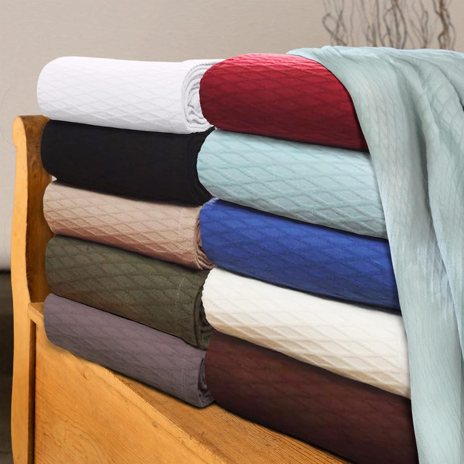 Superior Diamond Weave All-Season Bedding Cotton Throw Layering Blanket