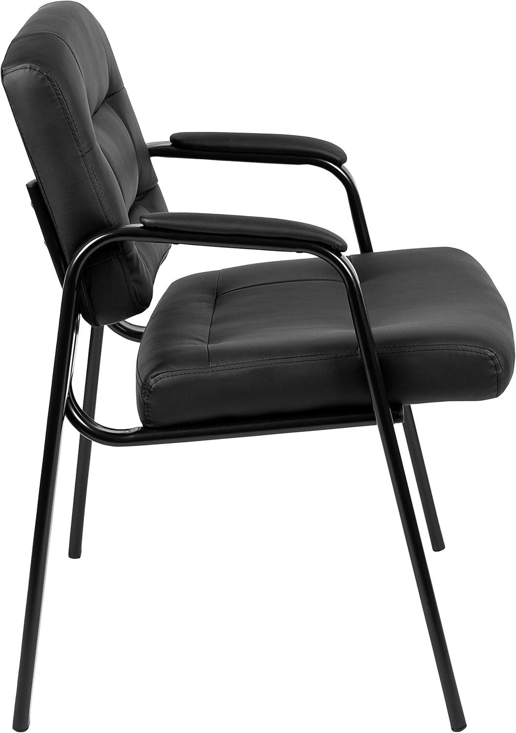 Flash Furniture Darwin Flash Fundamentals Black LeatherSoft Executive Reception Chair with Black Metal Frame