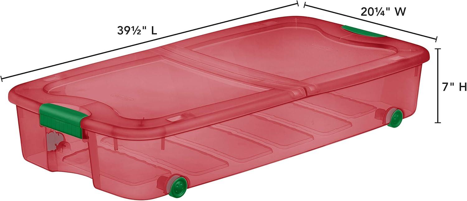 4-Pack Under Bed Plastic Storage Bin Unit Boxes Are Containers For Clothes, Books, Diapers, Shoes, Linen. Office Supplies, Camping, RV, Pantry Foods 66 Quart Capacity