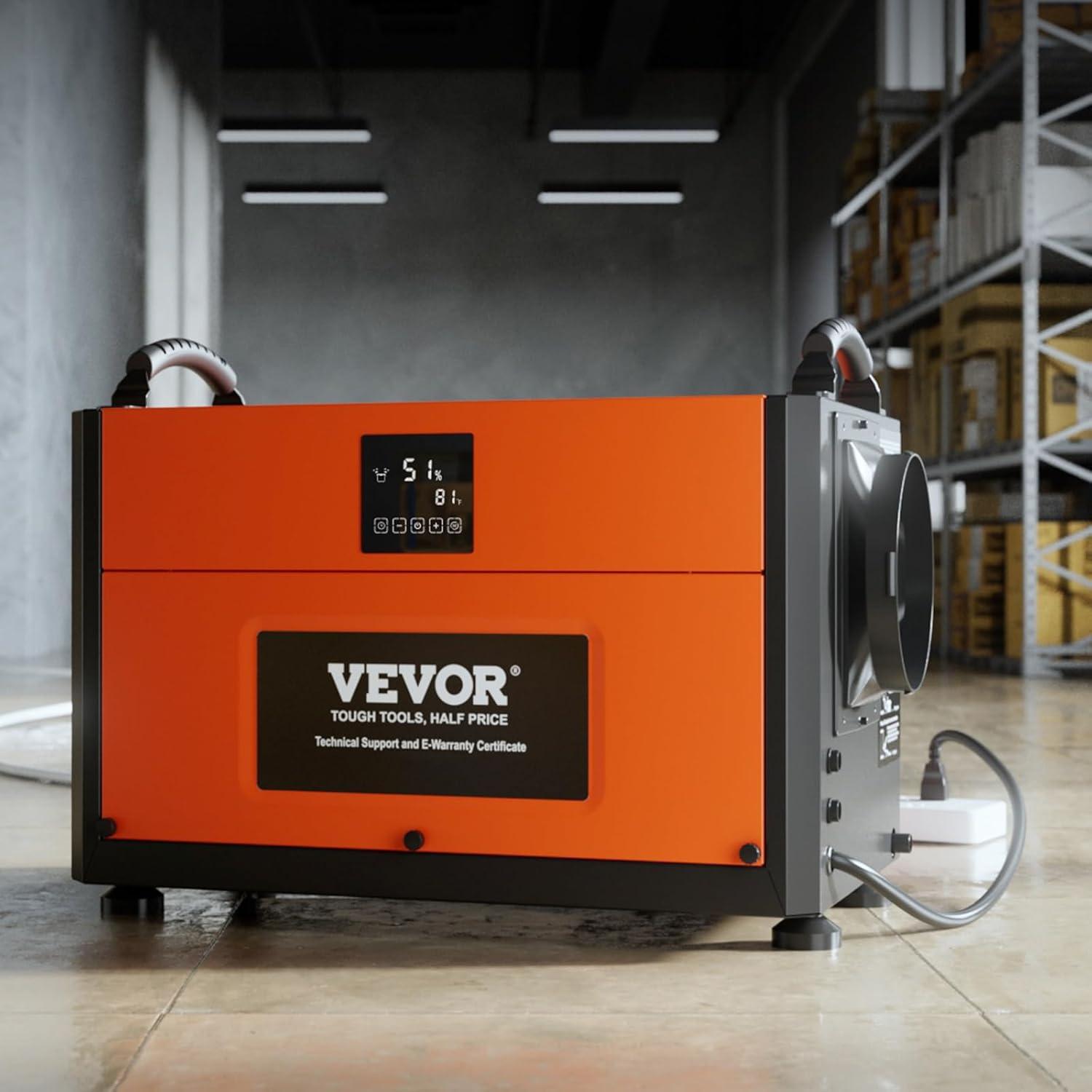 VEVOR 190 Pints Orange and Black Commercial Dehumidifier with Pump