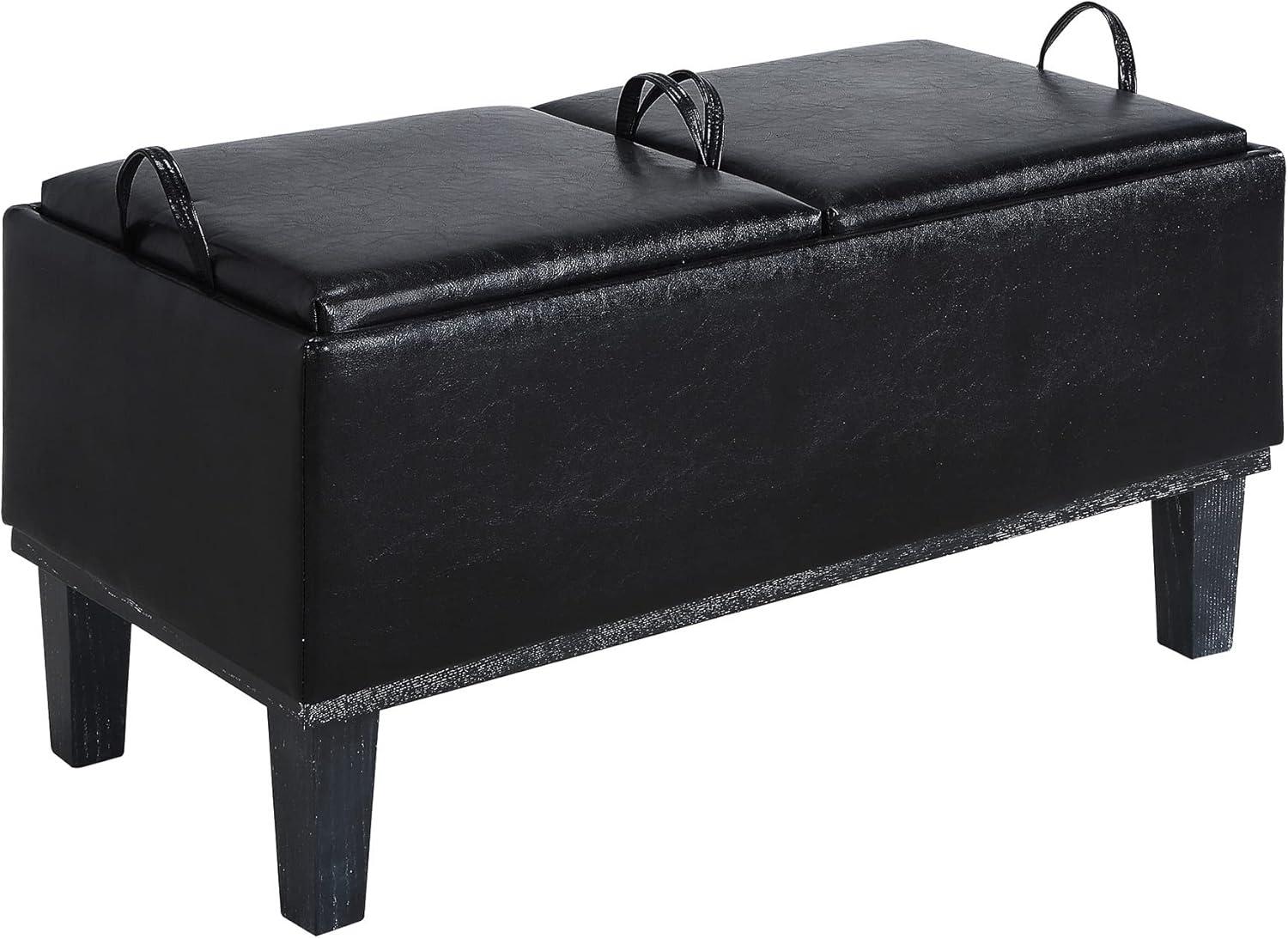 Convenience Concepts Designs4Comfort Brentwood Storage Ottoman with Reversible Trays, Espresso Faux Leather/Brown