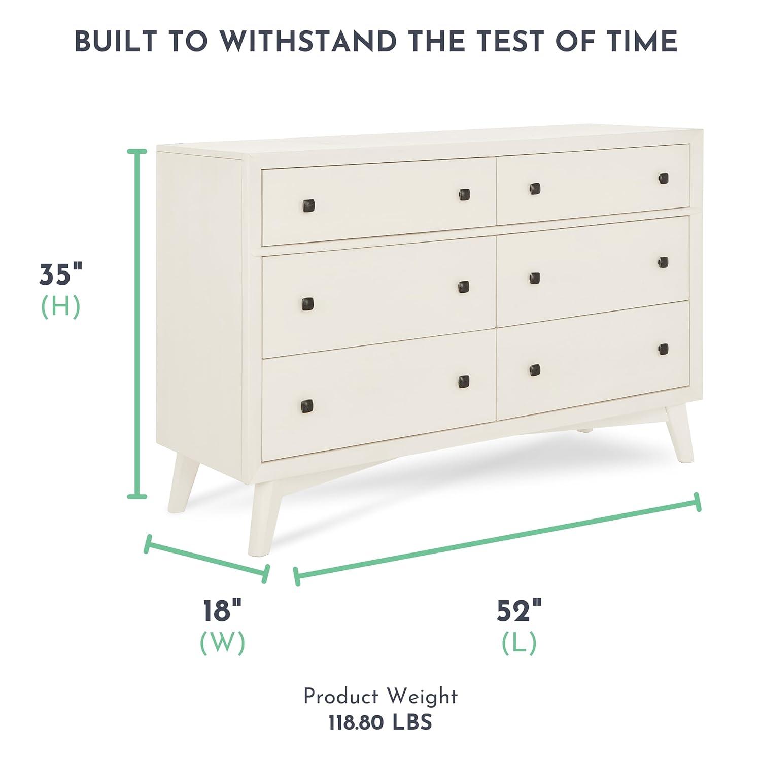 Antilia Vanilla Bean Mid-Century Double Dresser with Soft Close Drawers