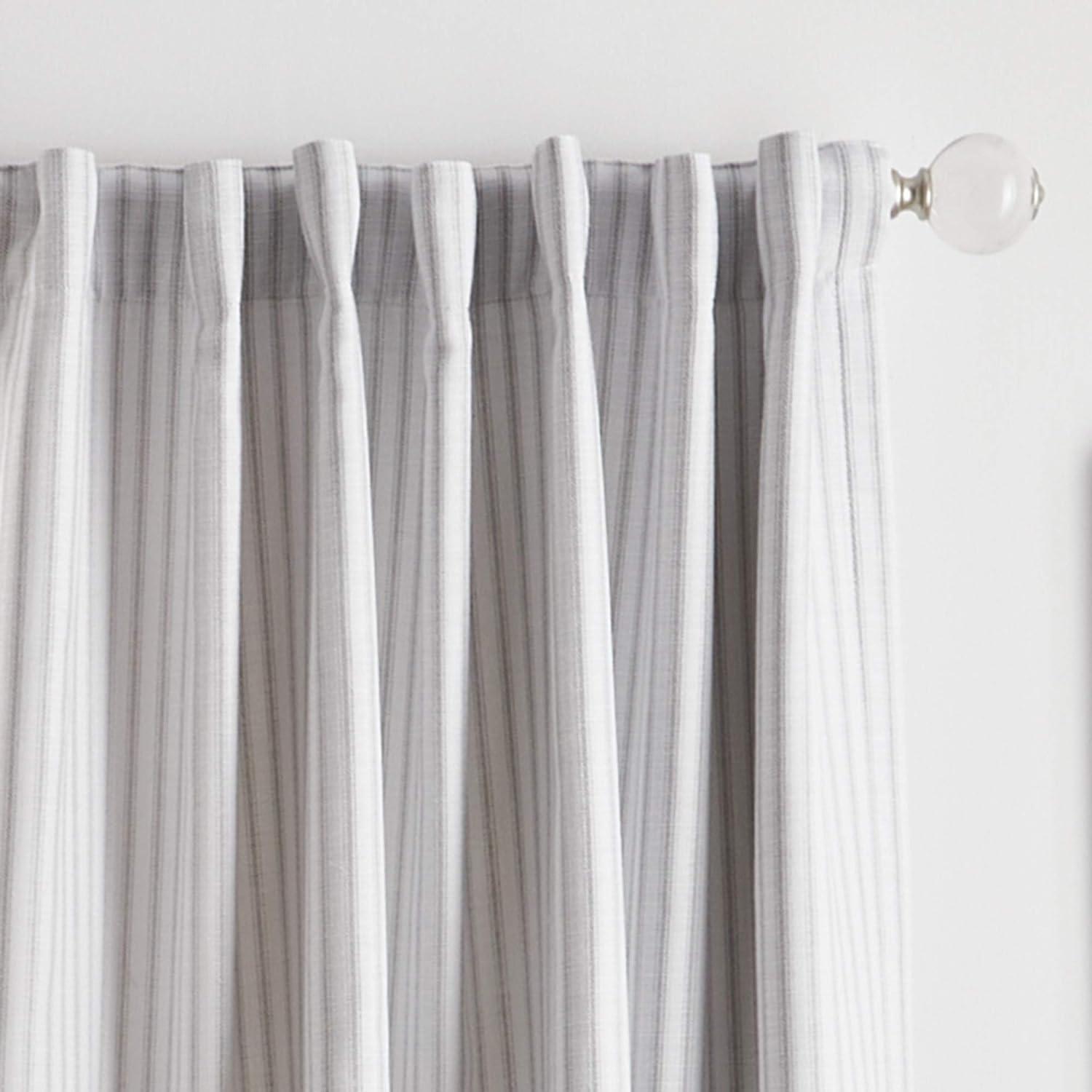 Ticking Cotton Blend Striped Blackout Rod Pocket Curtain Panels