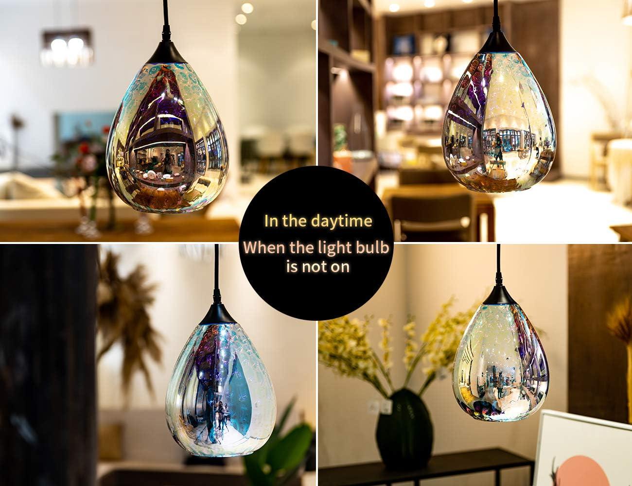 Pendant Lights for Kitchen Island, Glass Modern Hanging Ceiling Light Fixtures Dining Table Bathroom Bedroom Sink Bar, Pendant Kitchen Lighting with Colored Shade 7.8 inch Diam