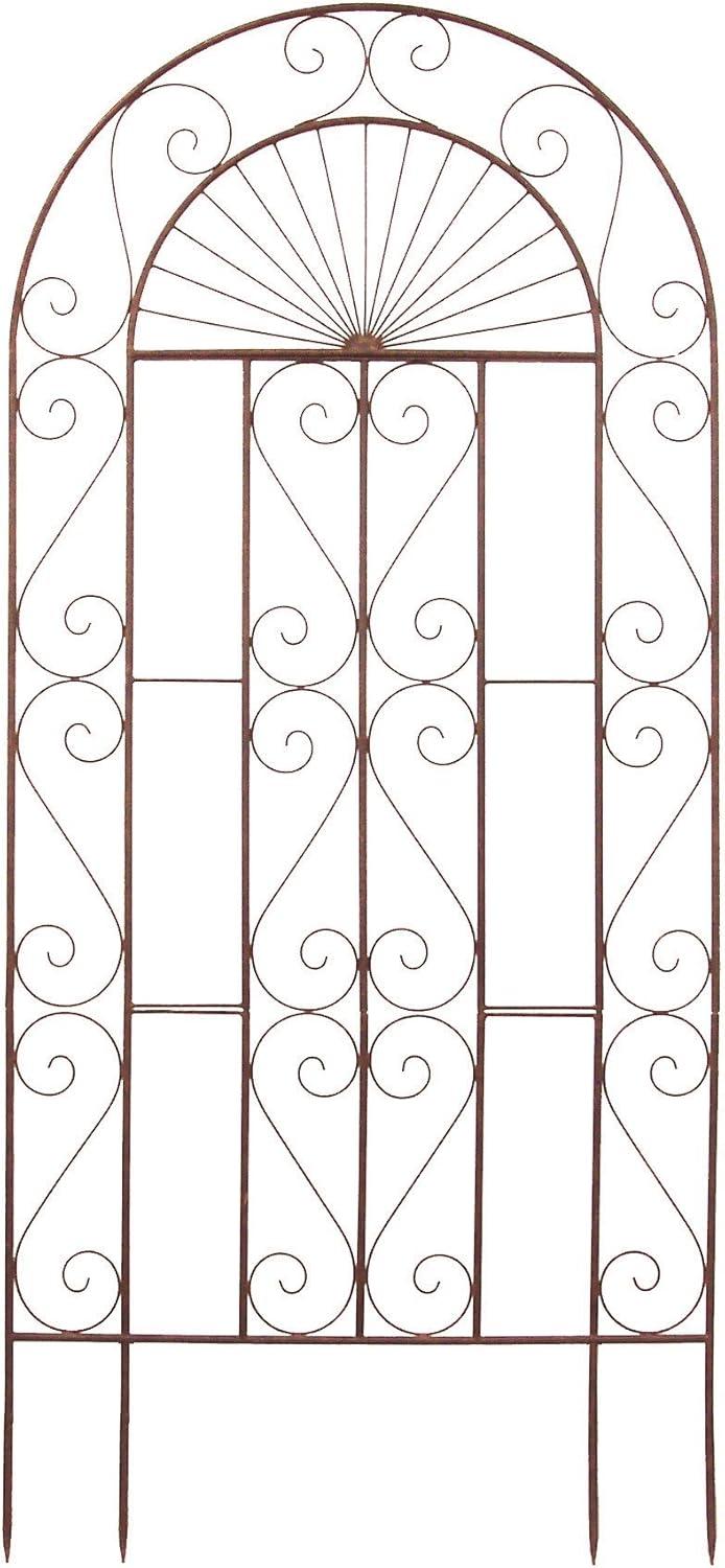 Natural Patina Metal Trellis with Scroll Design