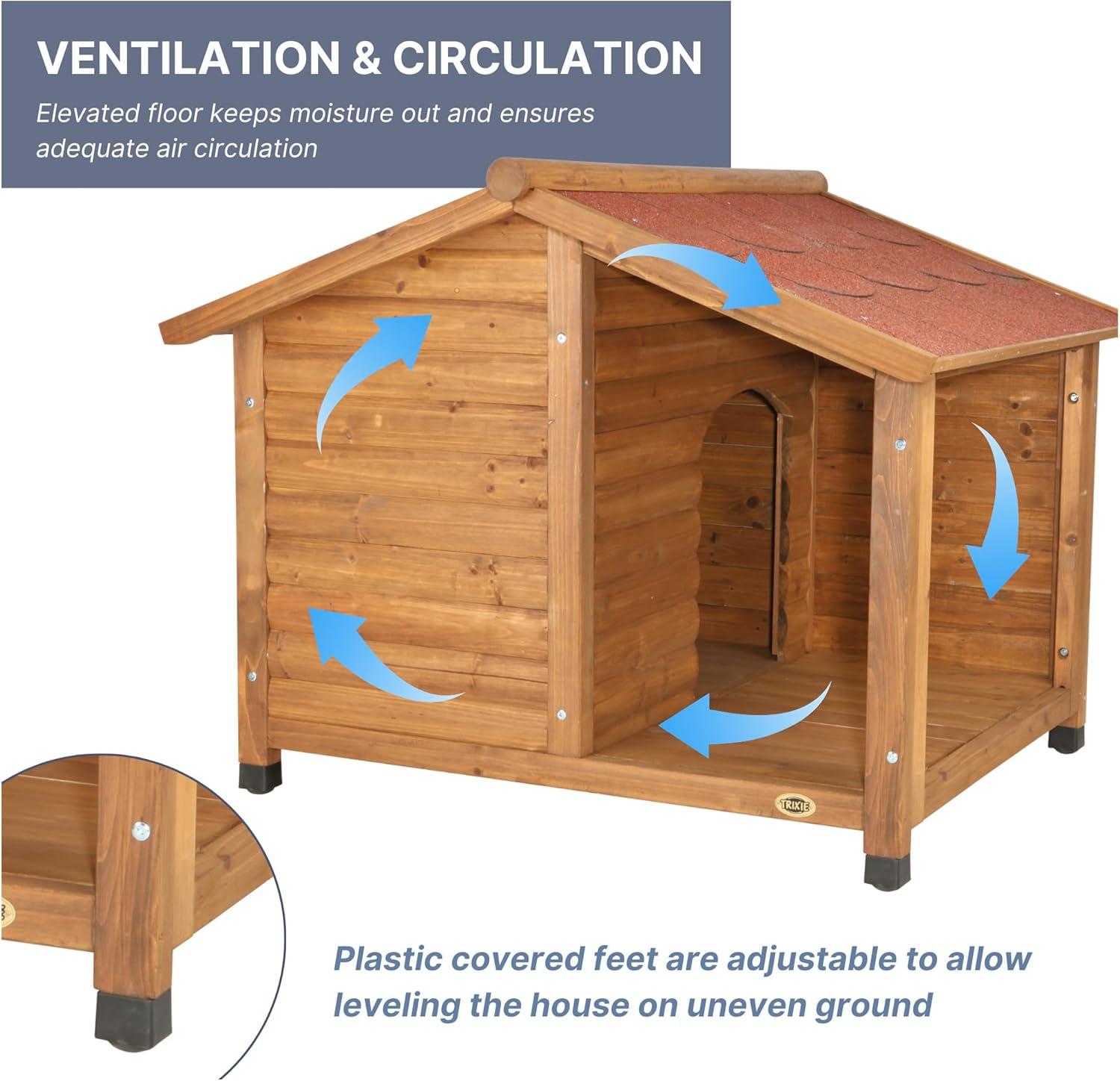 TRIXIE TRIXIE Natura Weatherproof Outdoor Lodge Dog House, Elevated Floor