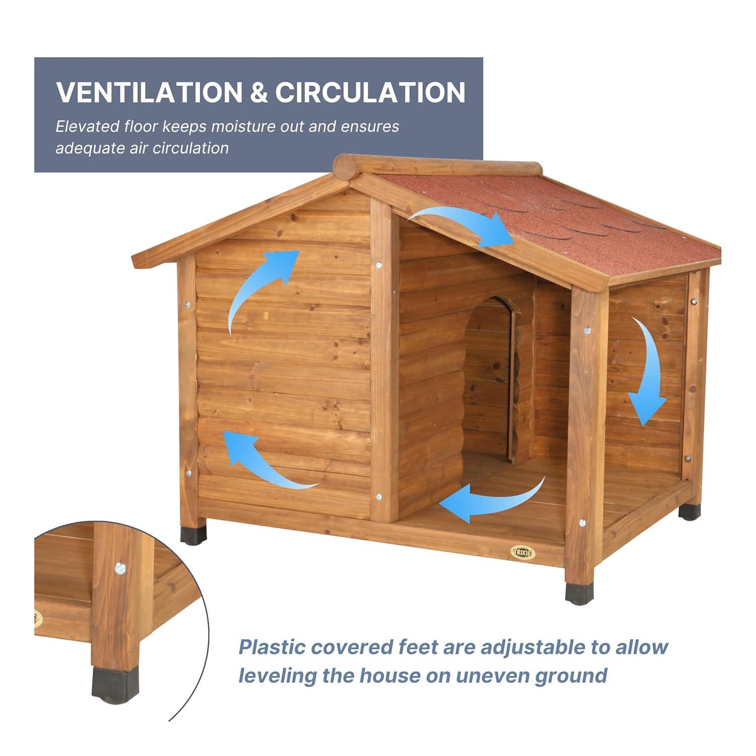 TRIXIE TRIXIE Natura Weatherproof Outdoor Lodge Dog House, Elevated Floor