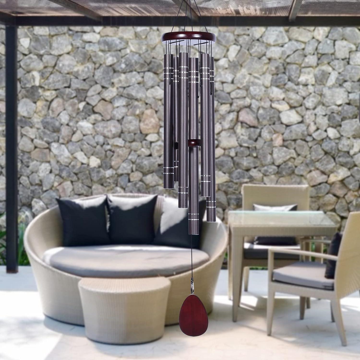 Noble House Sympathy Wind Chimes Outdoor Large Deep Tone,42" Memorial Wind Chimes for Loss of Loved ones,Big Wind Chimes, Both Indoor Decor and Outdoor Decor in Your Garden,Yard and Patio (Dark Brown)