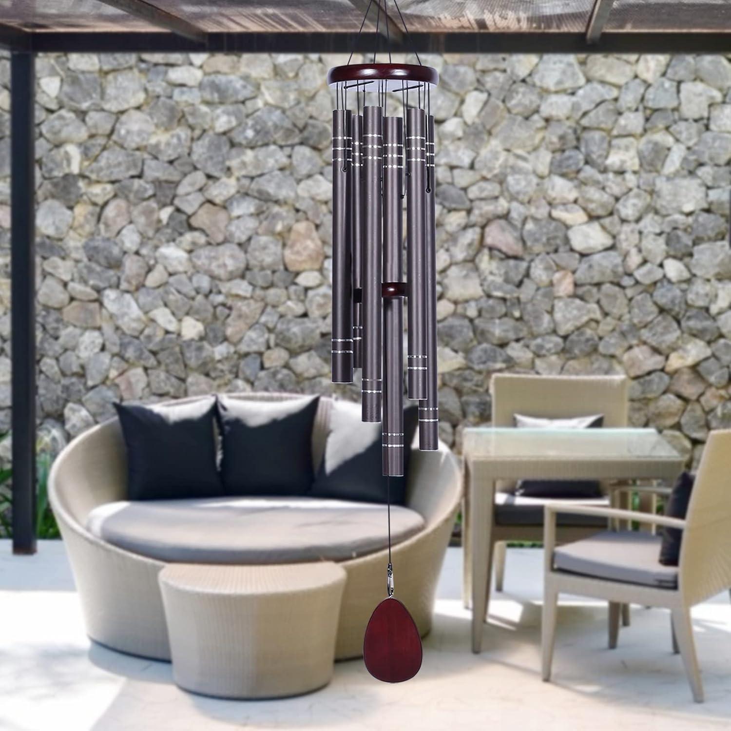 Noble House Sympathy Wind Chimes Outdoor Large Deep Tone,42" Memorial Wind Chimes for Loss of Loved ones,Big Wind Chimes, Both Indoor Decor and Outdoor Decor in Your Garden,Yard and Patio (Dark Brown)