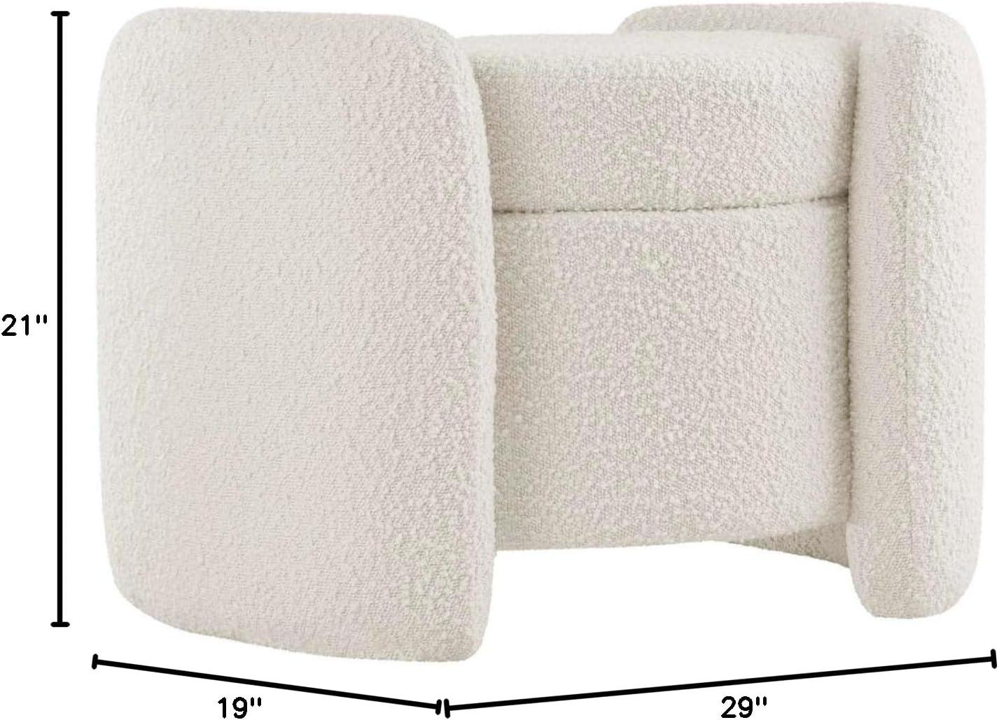 Modway Nebula Modern Boucle Fabric Upholstered Ottoman in Ivory