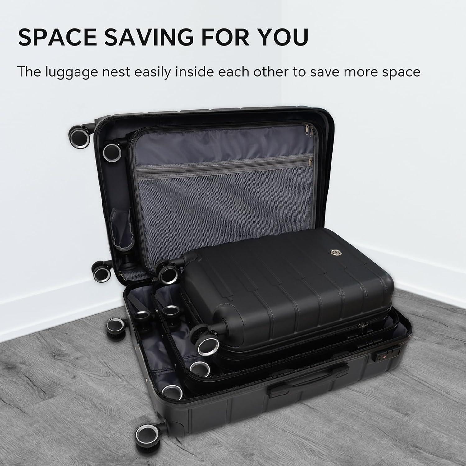 Homeika 3 Piece Luggage Sets, Hardside Suitcase Set with TSA Lock, Multi-Size Hardside Luggage with Spinner Wheels for Travel Trips Business,Purple (20"/24"/28")