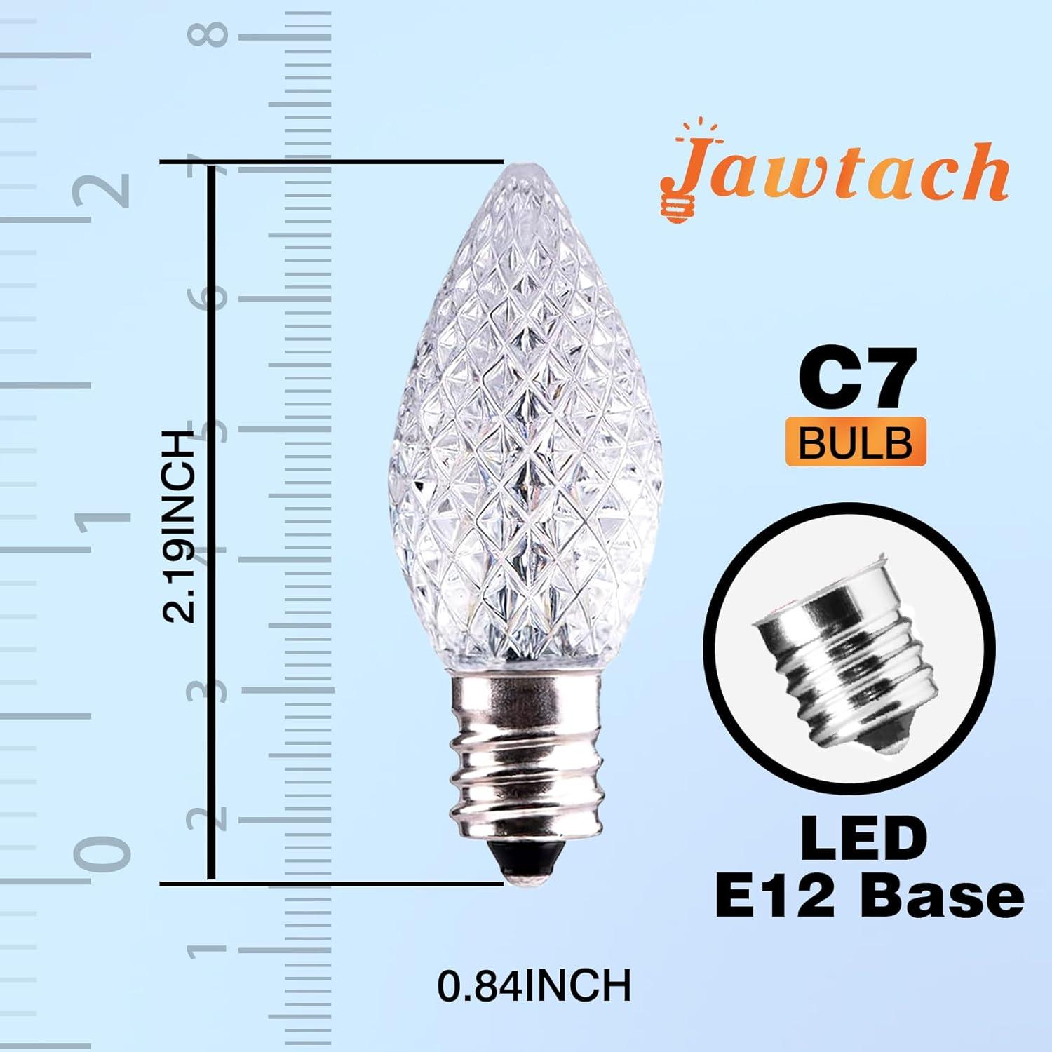 Novelty Lights 25 Pack C7 LED Twinkle Outdoor Christmas Replacement Bulbs, Warm White, C7/E12 Base White