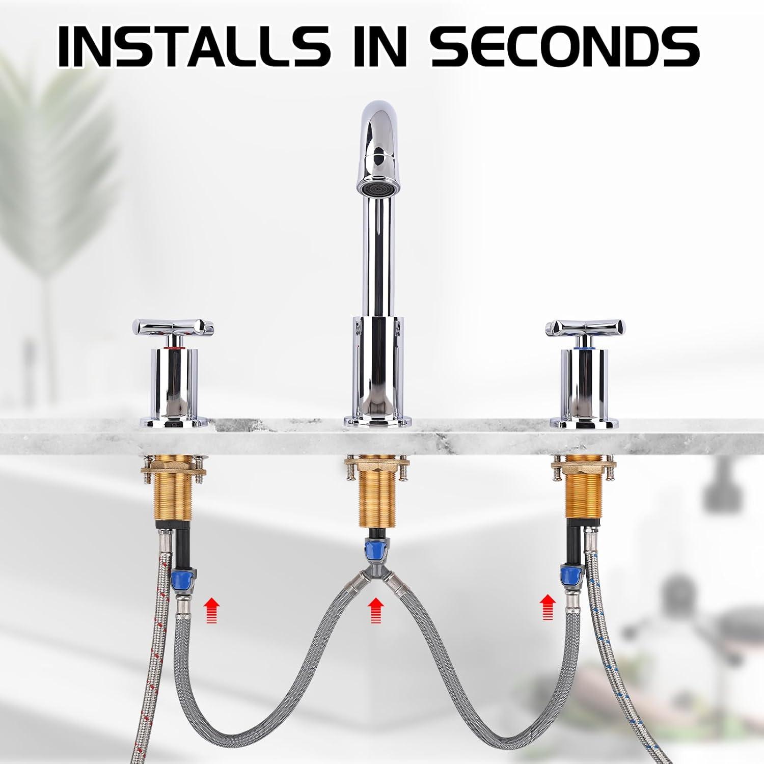 GXCROR Bathroom Faucets for Sink 3 Hole,2-Handle 8 inch Widespread Bathroom Sink Faucet with Pop Up Drain, Brushed Gold Basin Faucet Mixer Taps