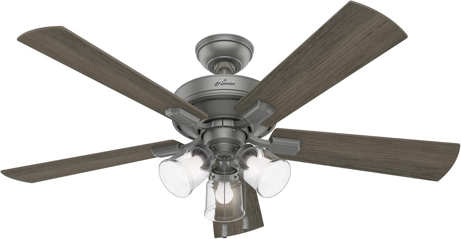 52" Crestfield 5 - Blade Modern Farmhouse Indoor Ceiling Fan with Light and Pull Chains