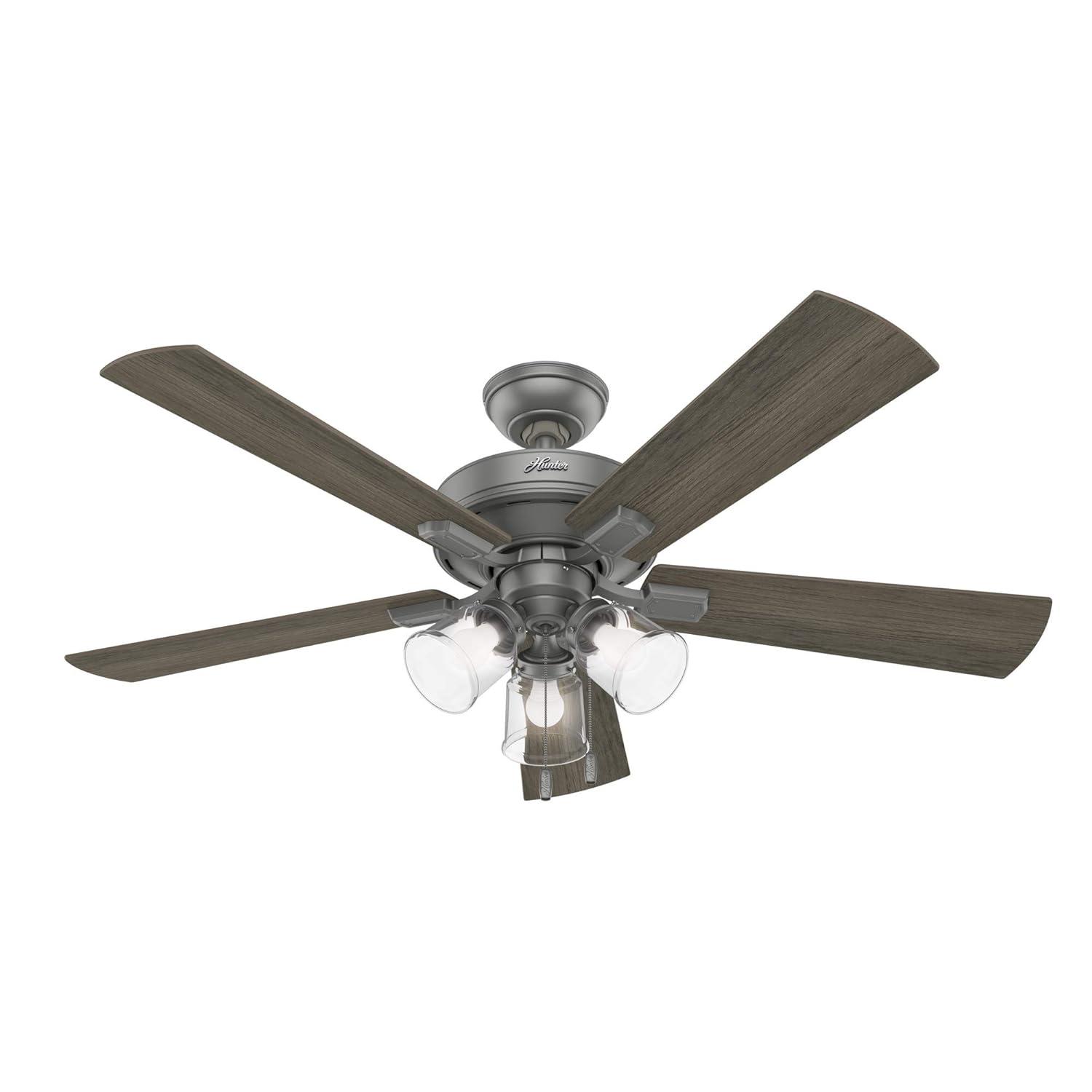 52" Crestfield 5 - Blade Modern Farmhouse Indoor Ceiling Fan with Light and Pull Chains