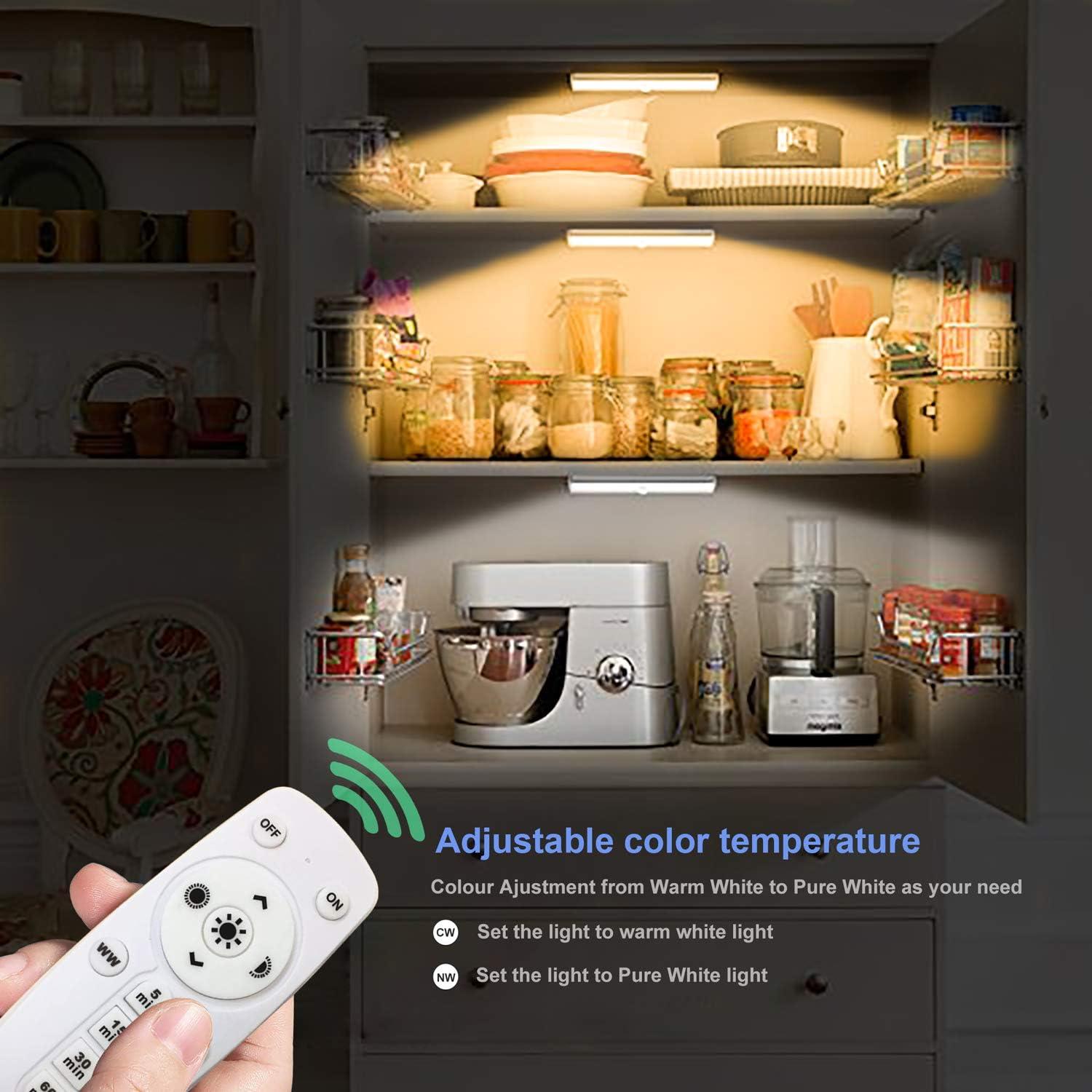 Wireless Dimmable LED Under Cabinet Lights with Remote, 4 Pack