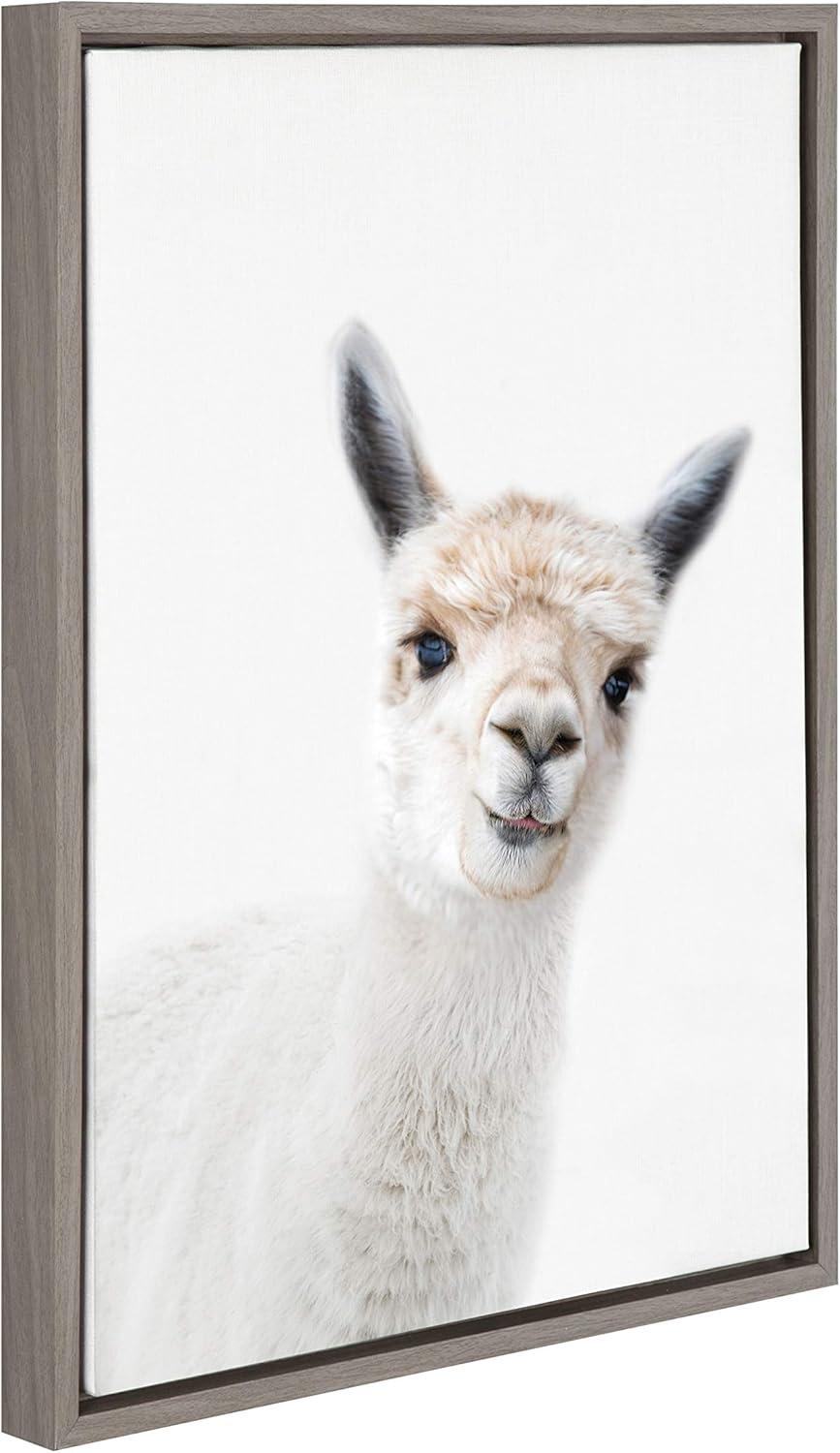 18" x 24" Sylvie Animal Studio Alpaca Framed Canvas by Amy Peterson - Kate & Laurel All Things Decor