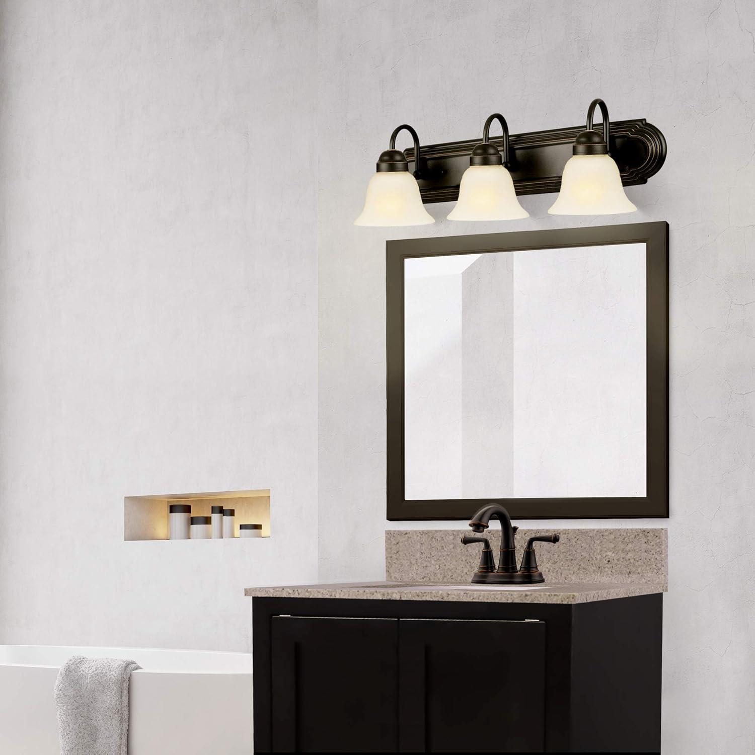 Allante 3-Light Oil Rubbed Bronze Vanity Light with Frosted Glass Shades