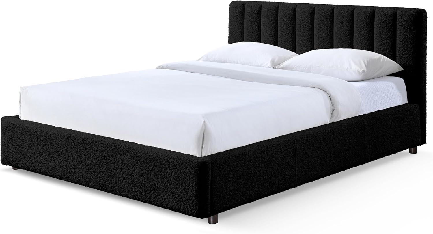 Omax Decor Jaxon Upholstered Platform Queen Bed in White Boucle Fabric