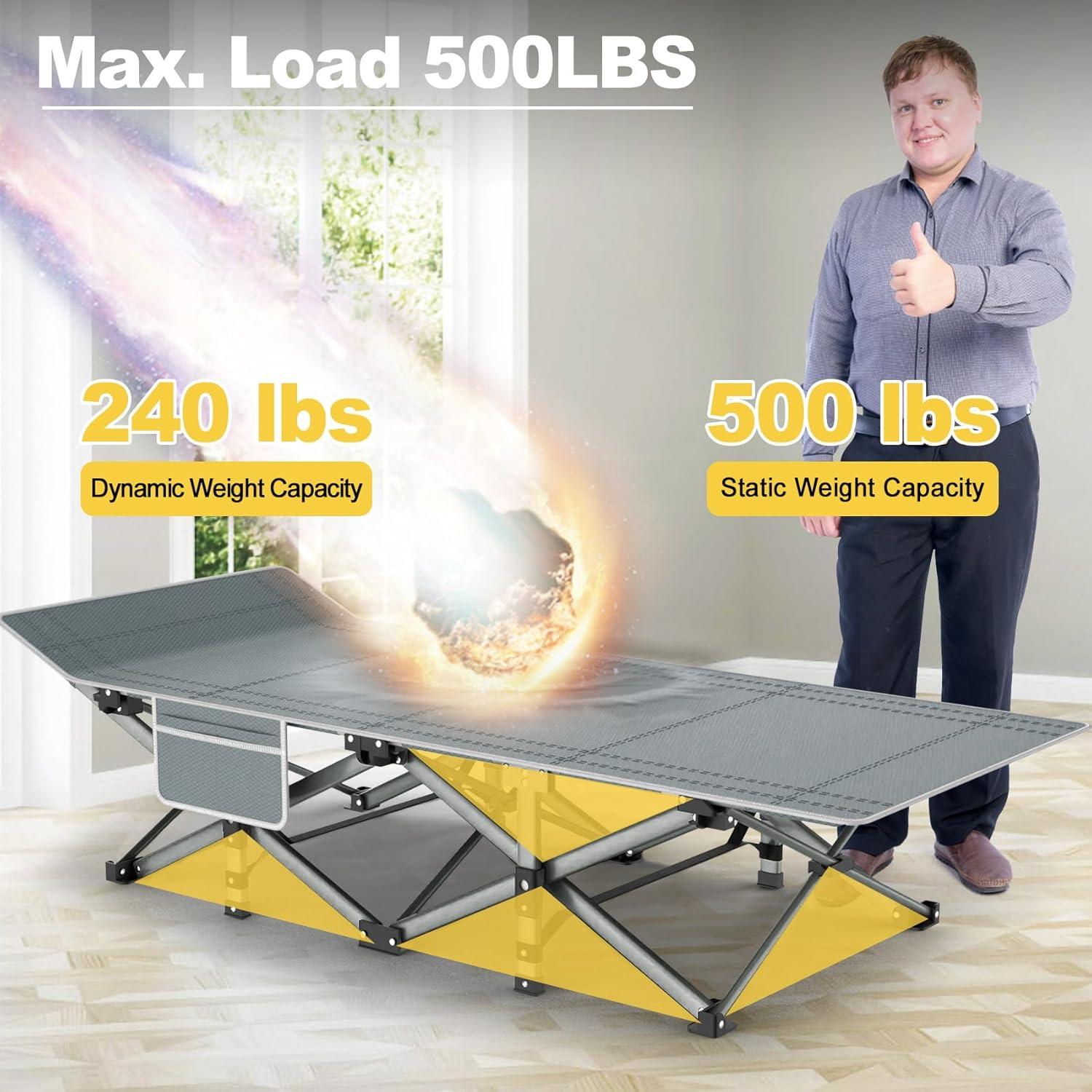 Folding Camping Cot with Mattress Black,Max Load 800lbs Cots for Sleeping Camp Cots for Adults Kids Teenage Portable Travel Camp Cot Pad for Home Office Beach Garden Fishing