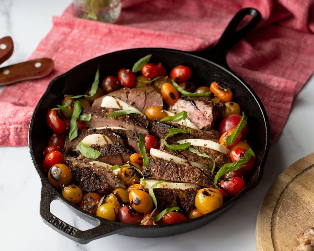 Lodge 10.25" Cast Iron Skillet: Preseasoned, Tarnish & Heat-Resistant, Gas & Electric Compatible, 6" Handle