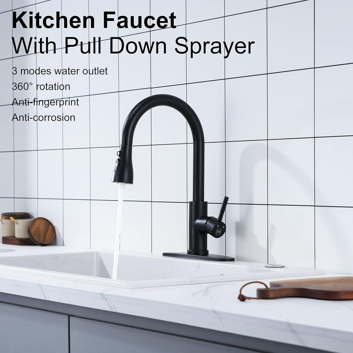 Babevy Pull Down Kitchen Faucet