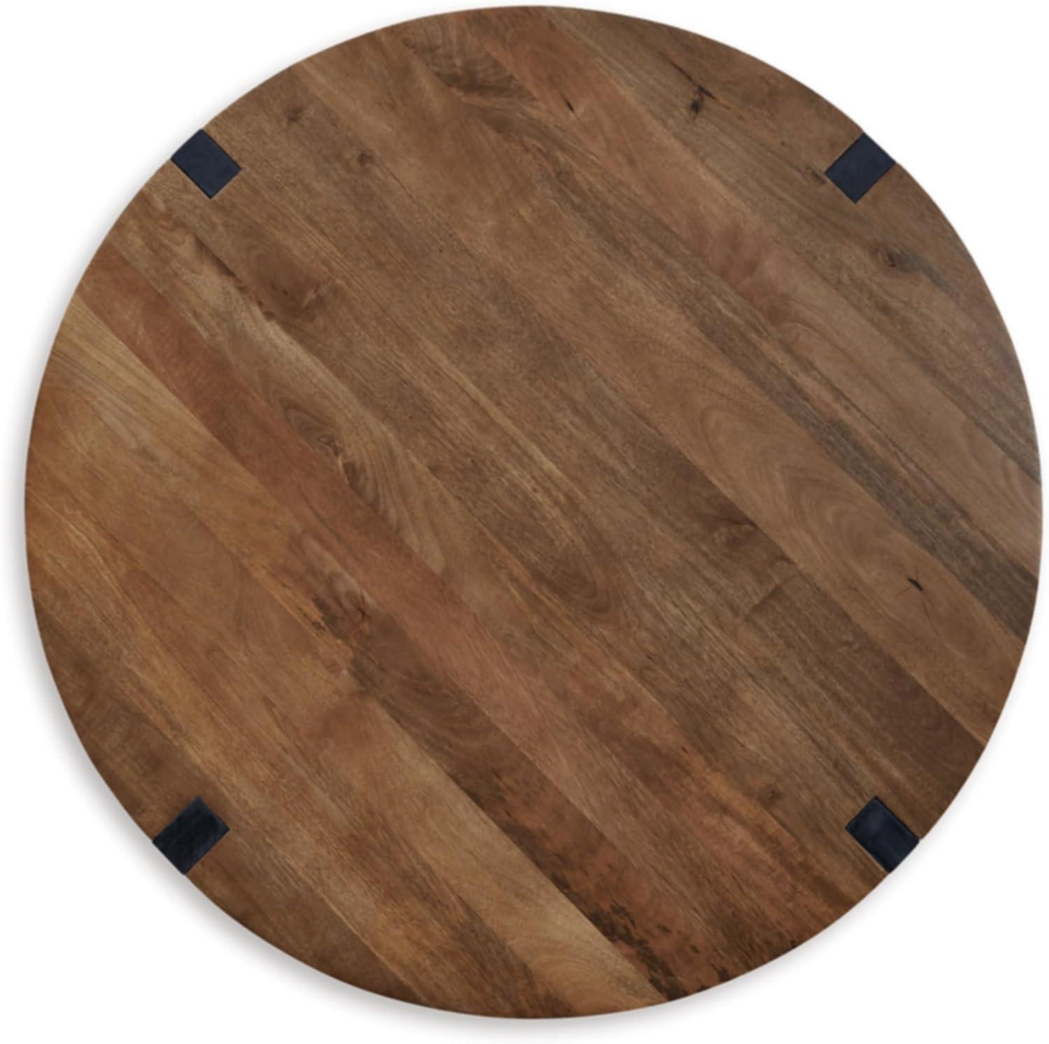 Round Black and Brown Mango Wood Coffee Table