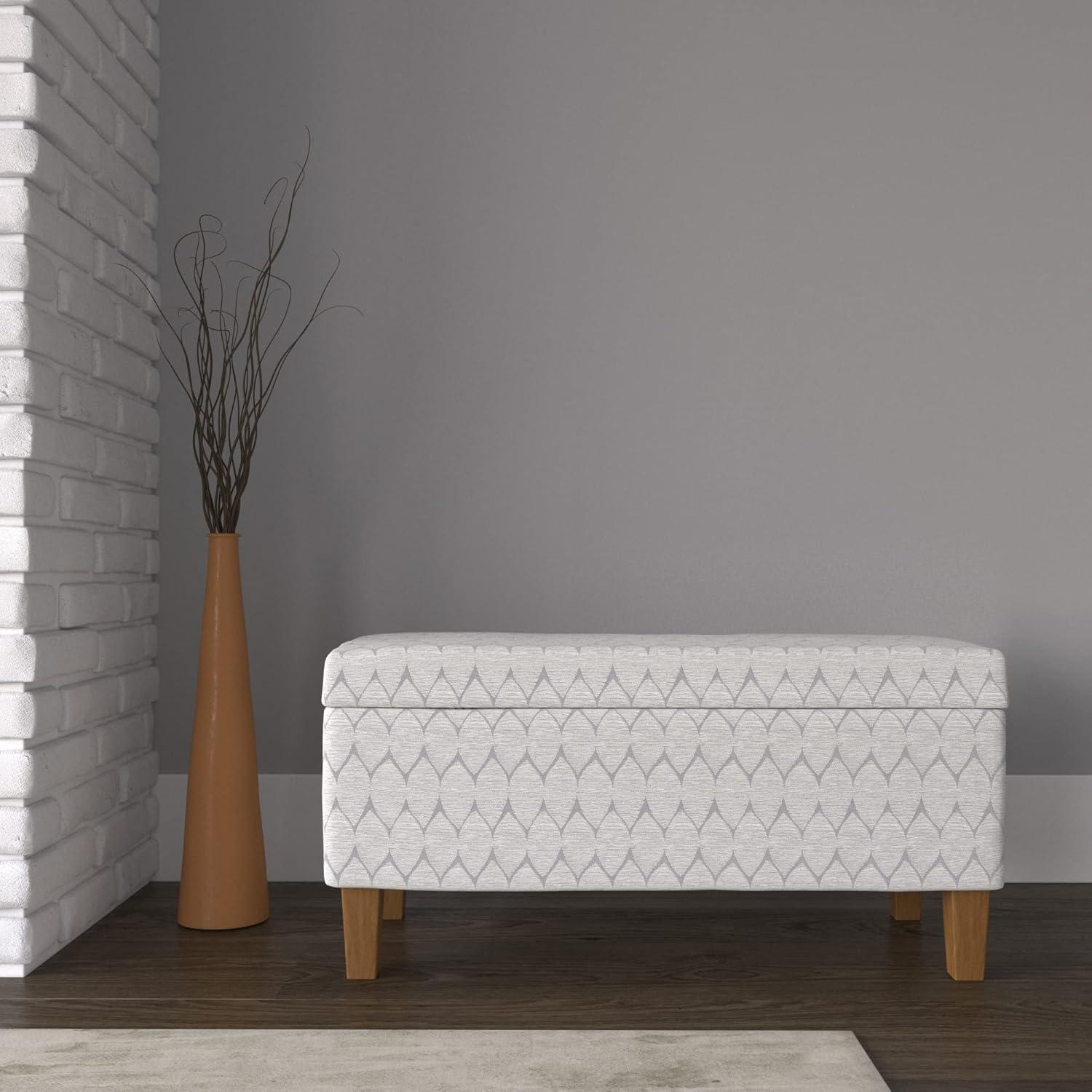 HomePop Drake Large Storage Bench, 36”W x 16”D x 18”H, Gray Modern Geo Print
