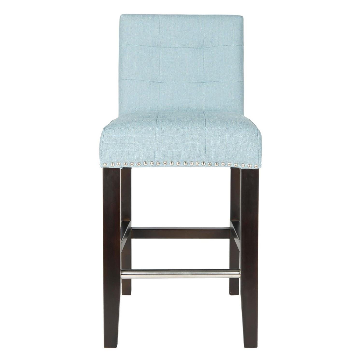 Thompson 23.9" Linen Counter Stool W/ Silver Nailheads - Sky Blue - Safavieh