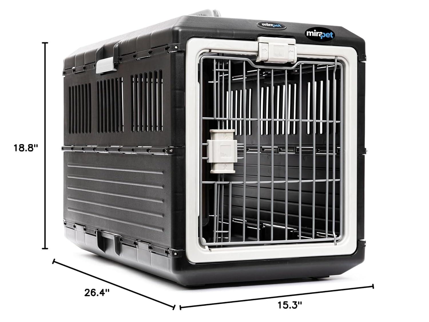 Mirapet USA Pet Carrier & Crate 26" - Premium Collapsible Design for Medium Cats and Dogs-360-Degree Ventilation & Hard Plastic Wall Protection
