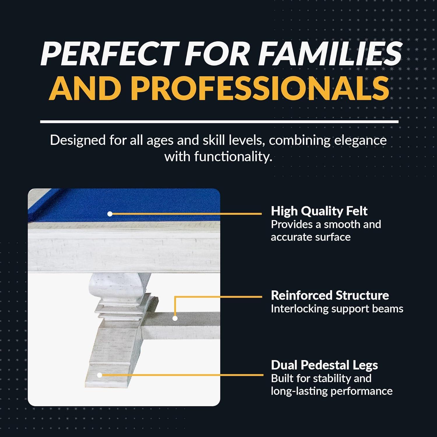 Hathaway Games Hathaway Montecito 8 Ft Furniture Pool Table – Includes Cue Sticks, Billiard Balls – Modern Design Perfect for Family, Home, Dining, or Living Room