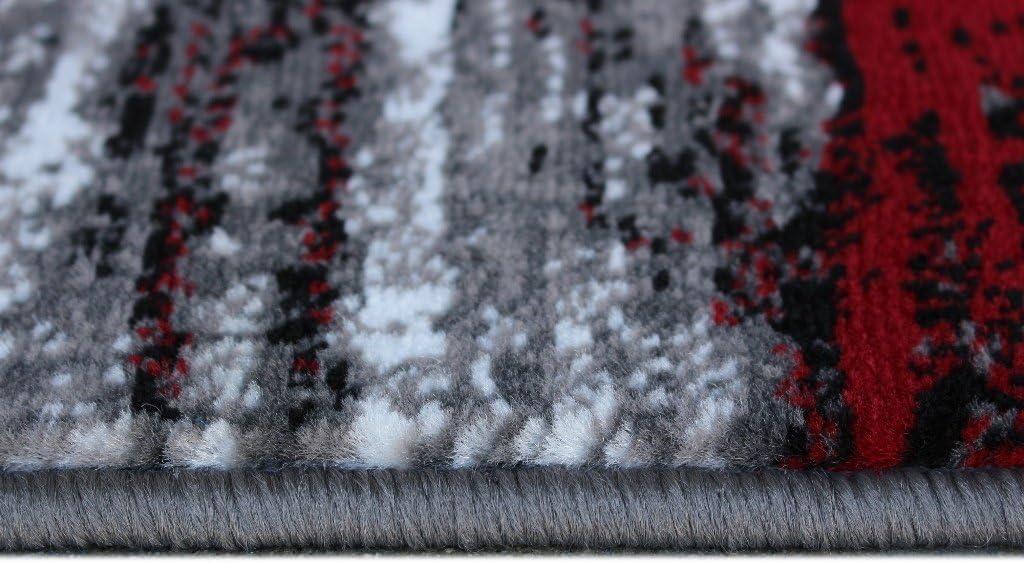 6' x 9' Red and Gray Ombre Synthetic Area Rug