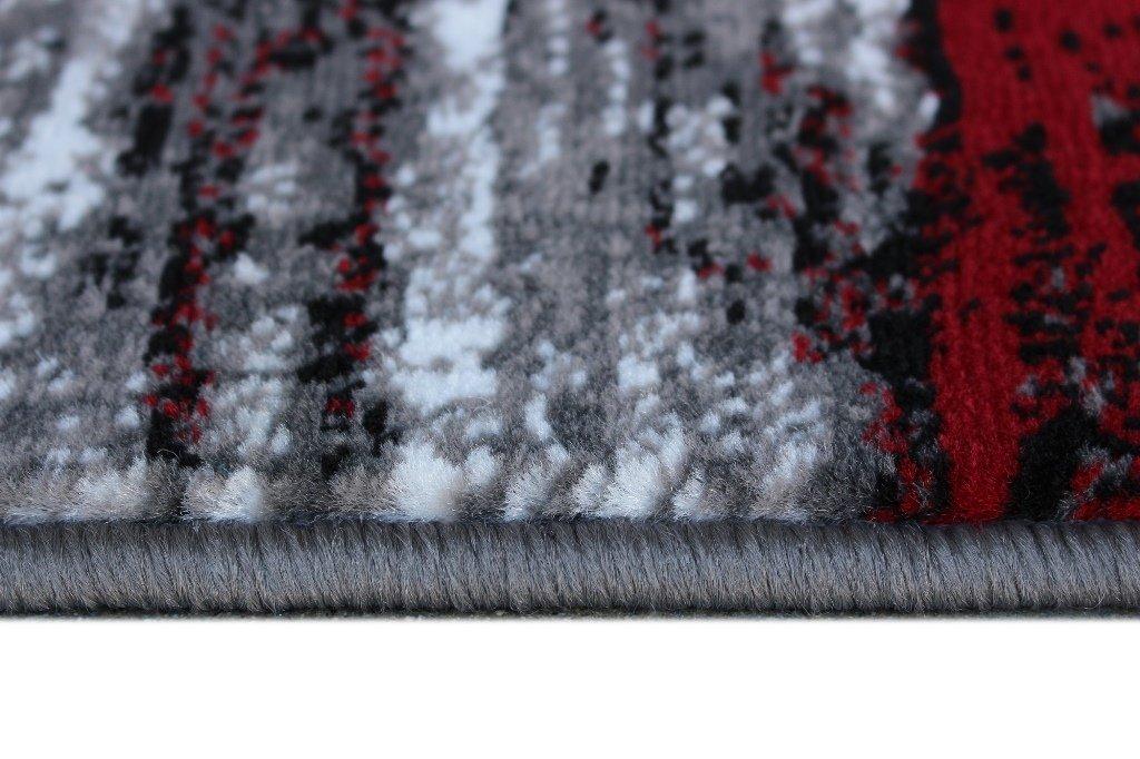 BizChair Modern Contemporary Area Rug, Red Grey Black (5 Feet X 7 Feet)