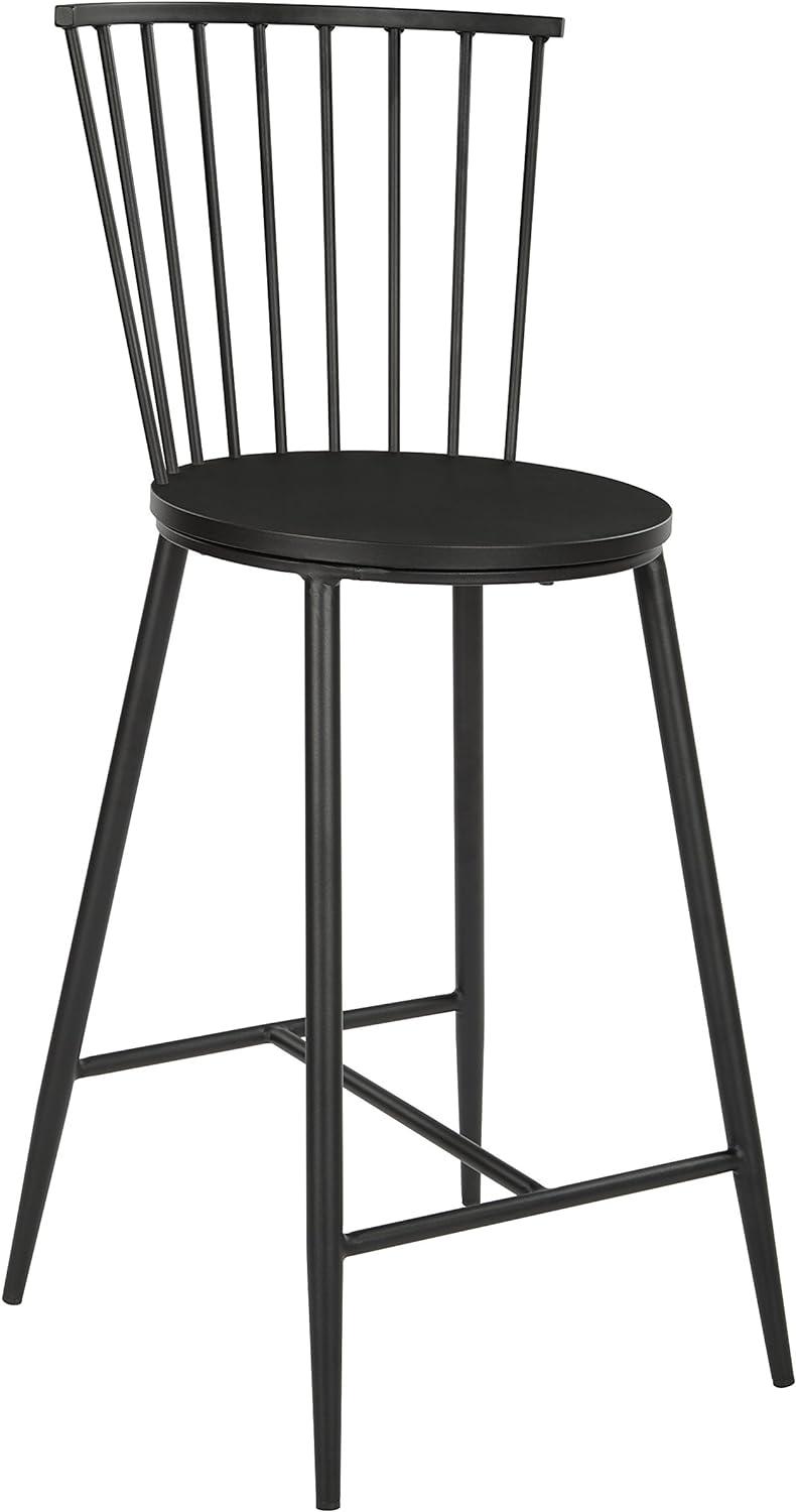 Bryce 26" Sleek Black Metal and Wood Counter Stool