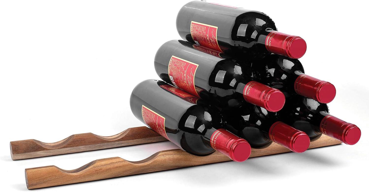 Acacia Wood Compact Wine Rack Bottle Holder, Set of 2