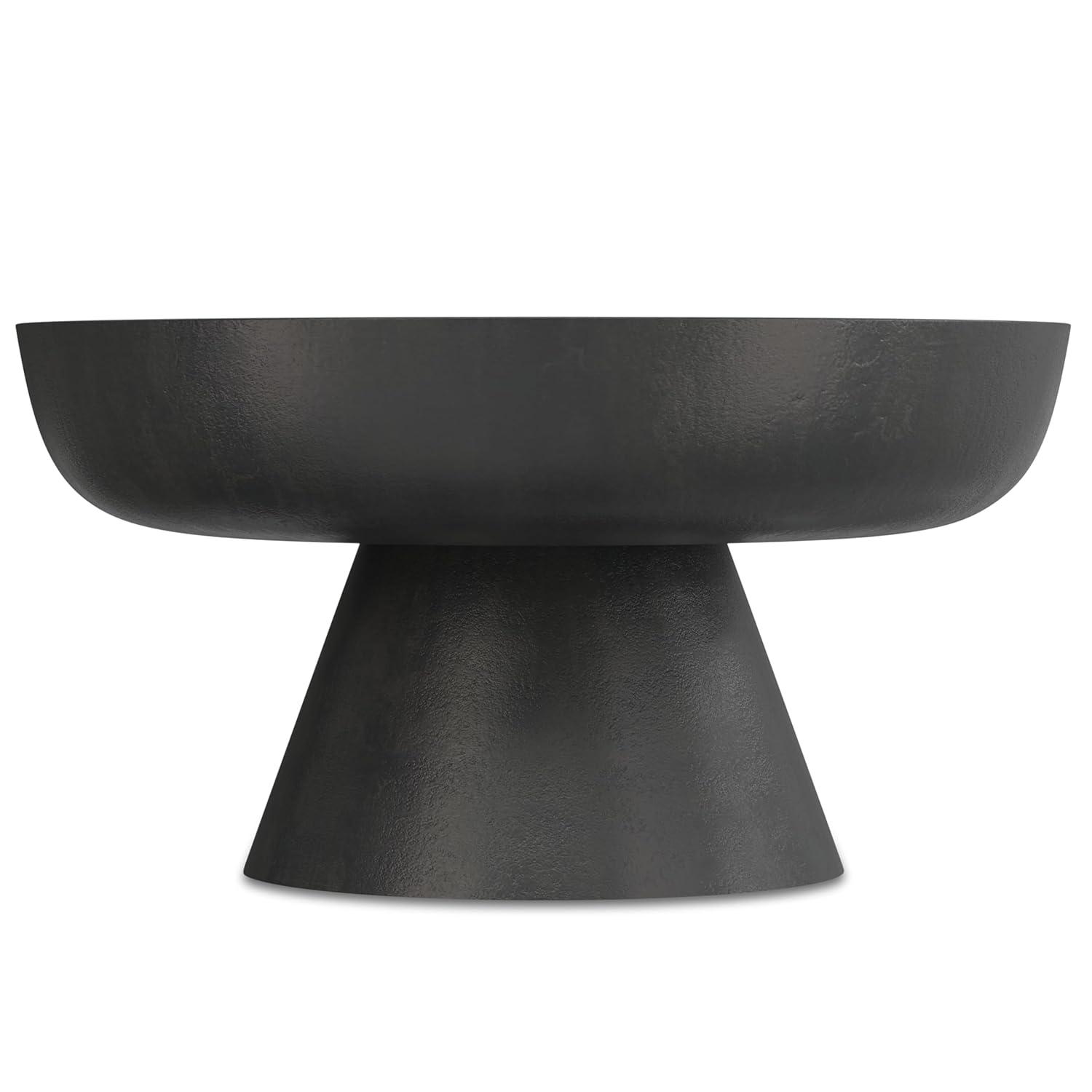 Simpli Home Alexa 30"W Cast Aluminum Mid-Century Modern Round Coffee Table with Pedestal Base, Fully Assembled