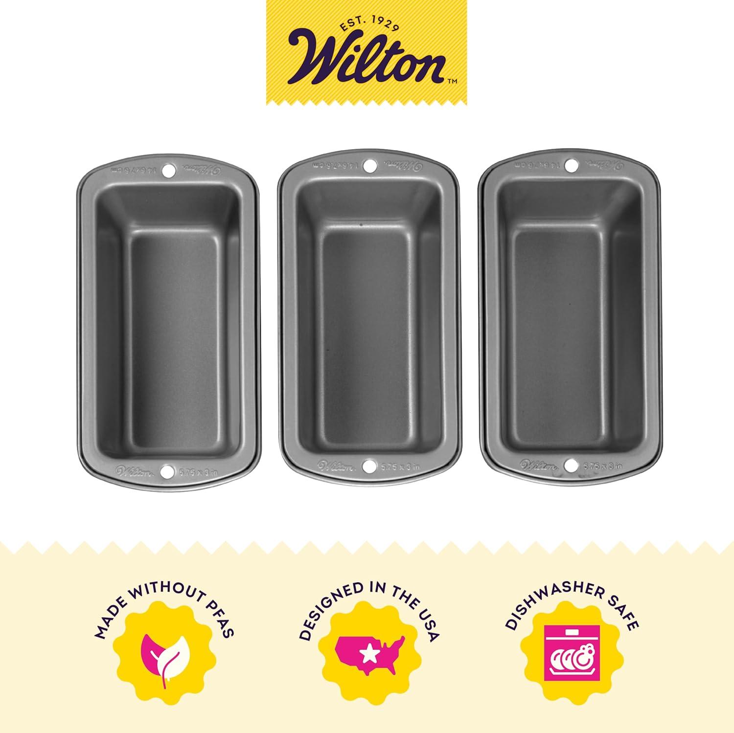 Wilton Recipe Right Non-Stick Mini Loaf Pan Set, 3-Piece