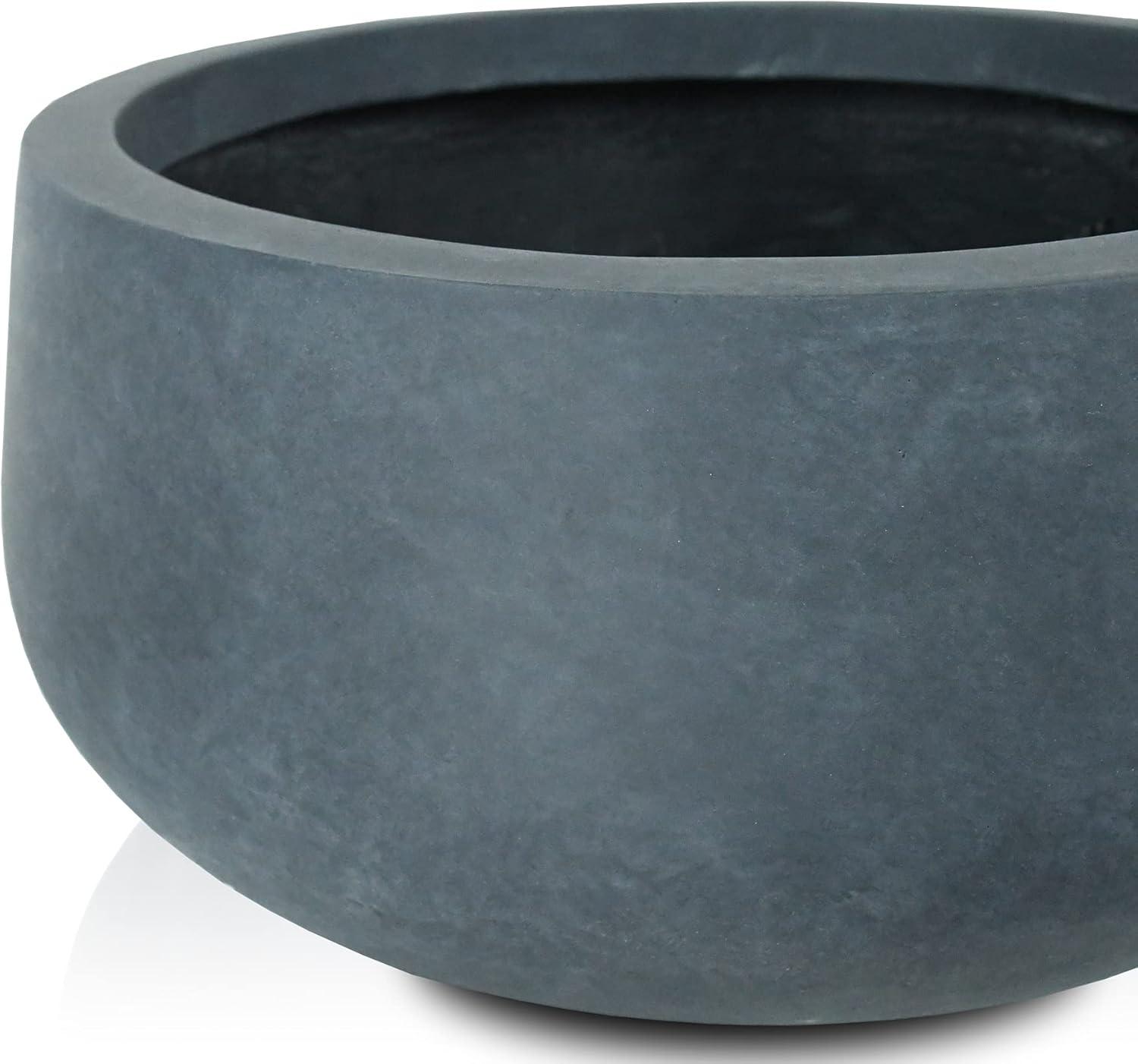 Charcoal Round Concrete Planter with Smooth Finish, 19"