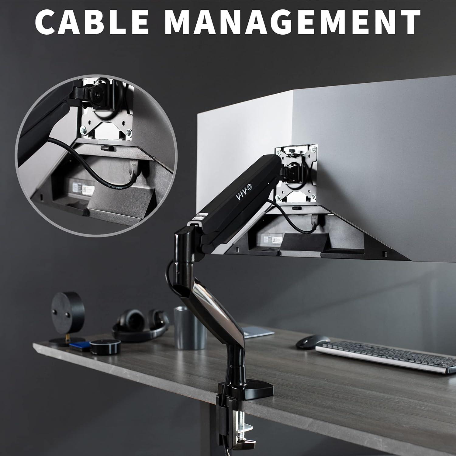 VIVO Single Ultrawide 35" Monitor Desk Mount with Pneumatic Spring Arm