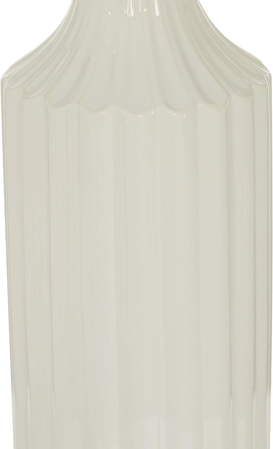 DecMode 23" Stripe Texture White Ceramic Vase