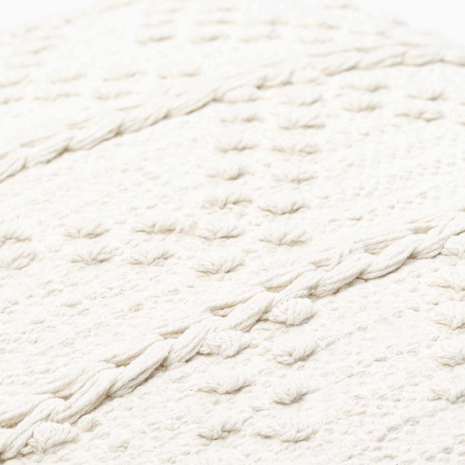 Hauteloom Sumiton Cotton Decorative Throw Pillow Cover - Moroccan Aztec High Low Textured Cushion Cover - Cream - 22" x 22" Pillow Cover