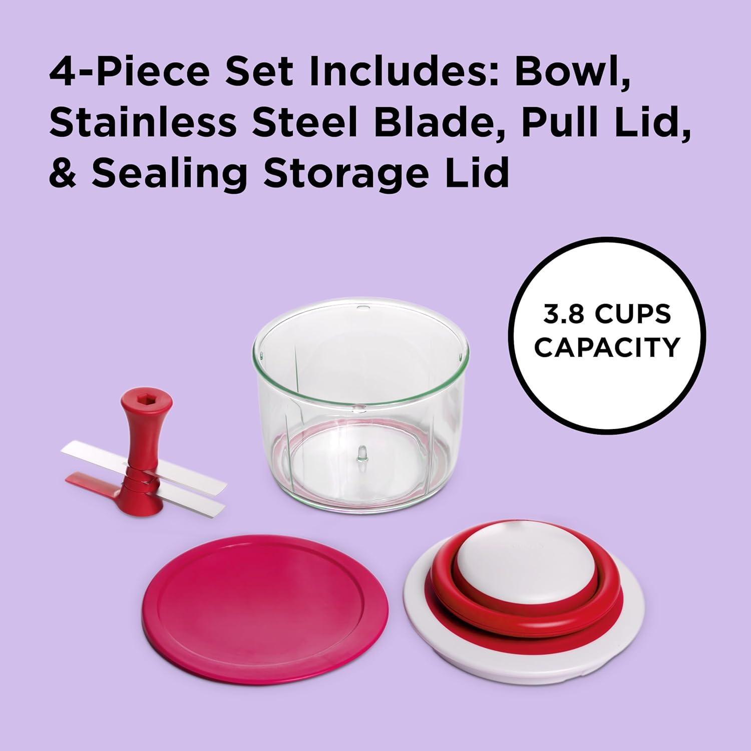 Chef'n VeggiChop Hand-Powered Food Chopper, Cherry