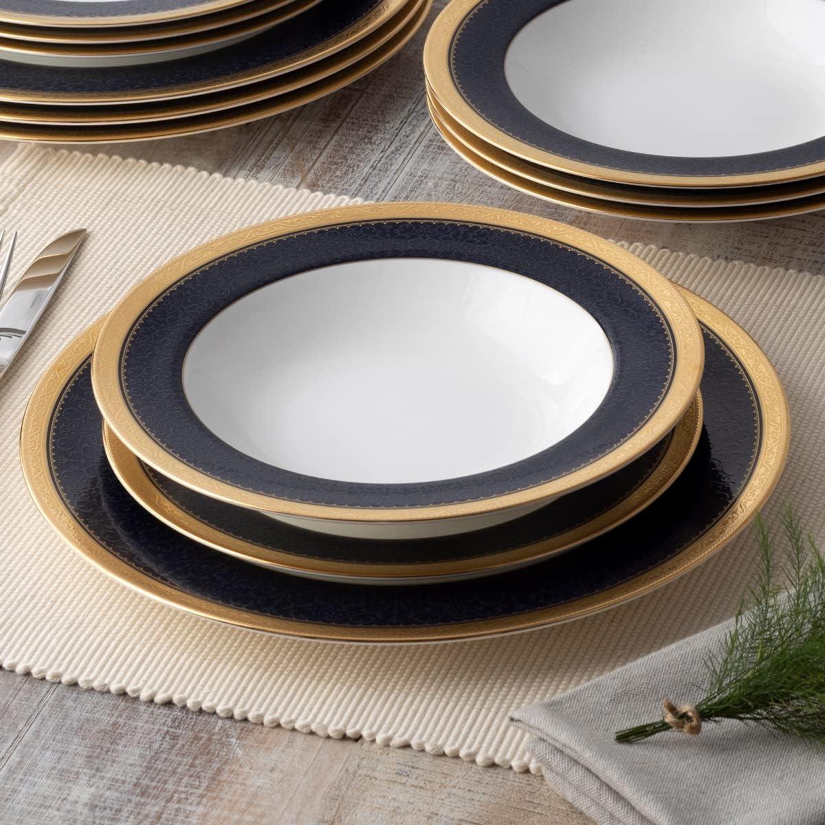 Noritake Odessa Cobalt Gold 12-Piece Dinnerware Set, Service for 4