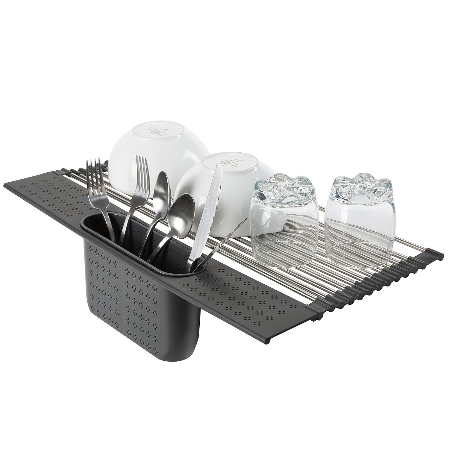 Kitchen Details Adjustable Stainless Steel Over The Sink Dish Rack