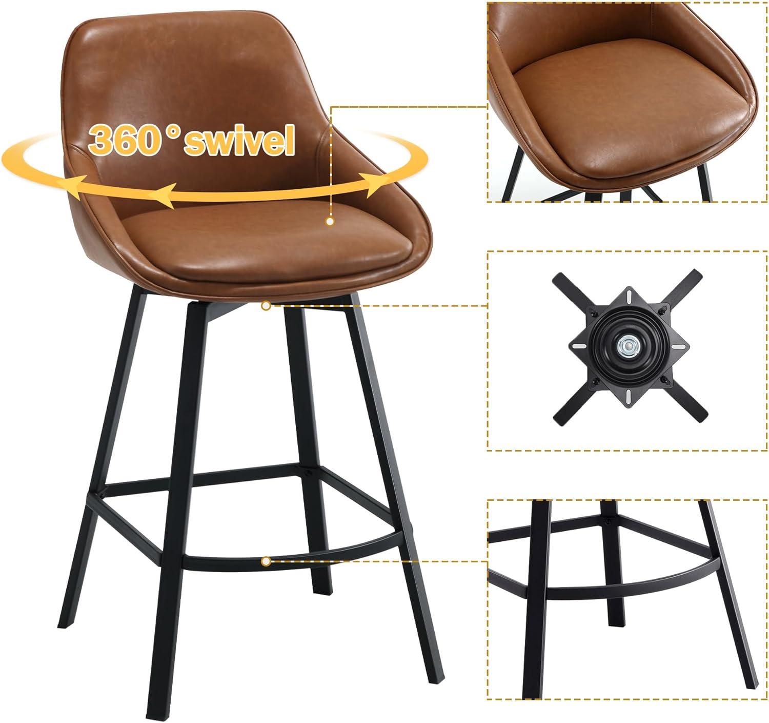 Janayshia Swivel 25.2'' Faux Leather Counter Stool