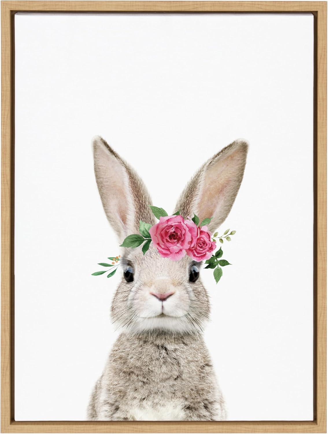 Kate & Laurel All Things Decor 18"x24" Sylvie Flower Crown Bunny Framed Wall Art by Amy Peterson Art Studio