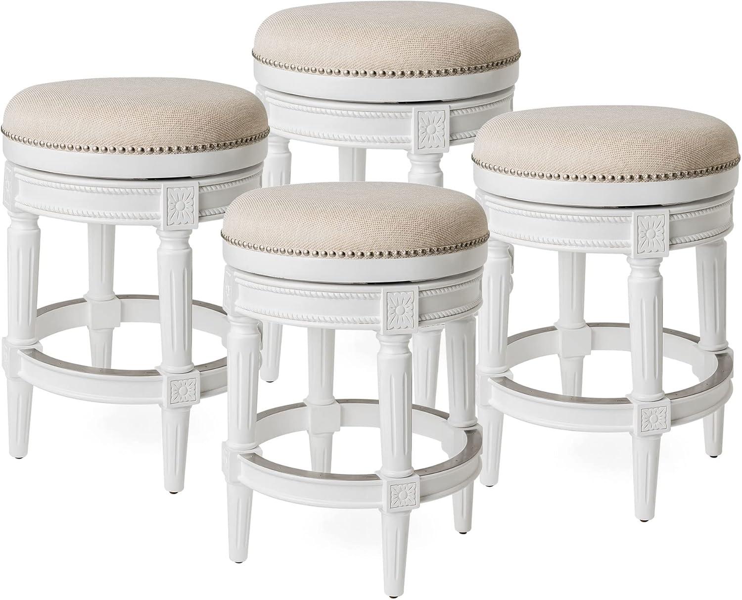 Maven Lane Pullman Backless Upholstered Kitchen Stool with Fabric Cushion Seat, Set of 4