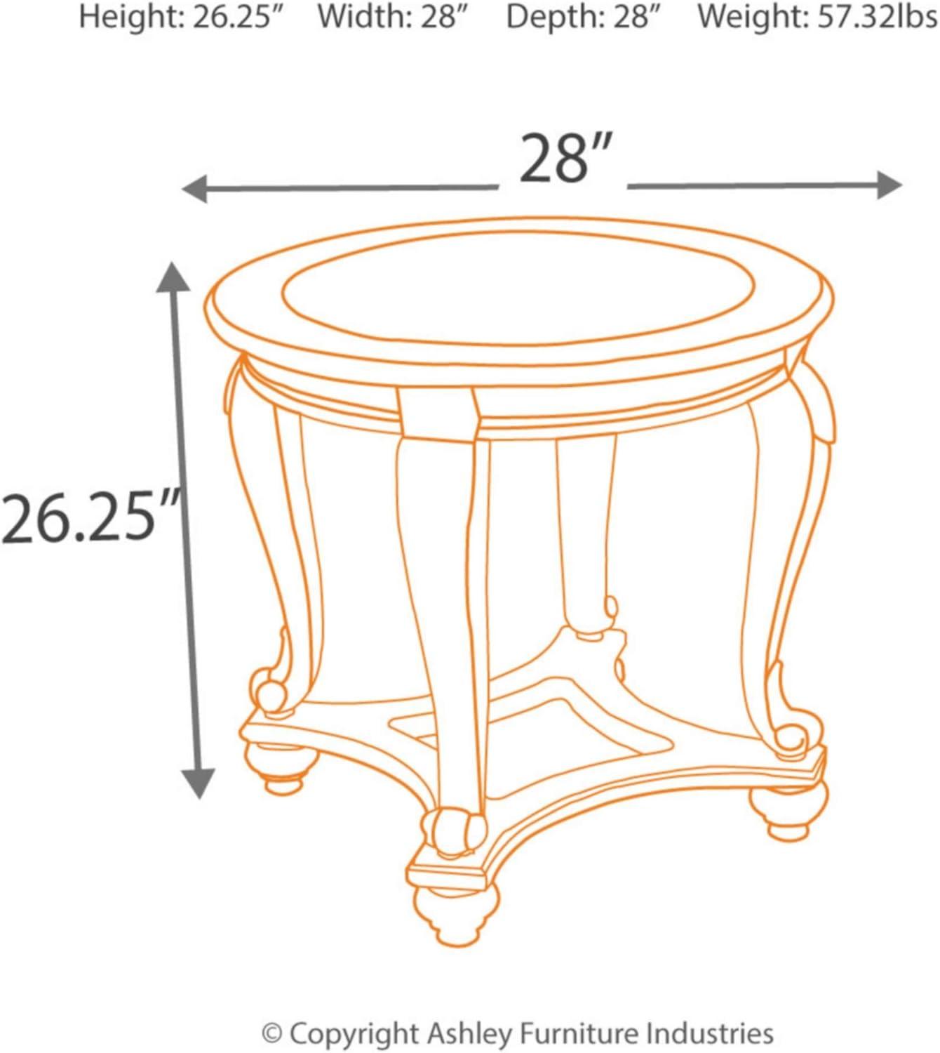 Signature Design by Ashley Norcastle End Table Dark Brown : Beveled Glass, Metal Accents, Wood Legs