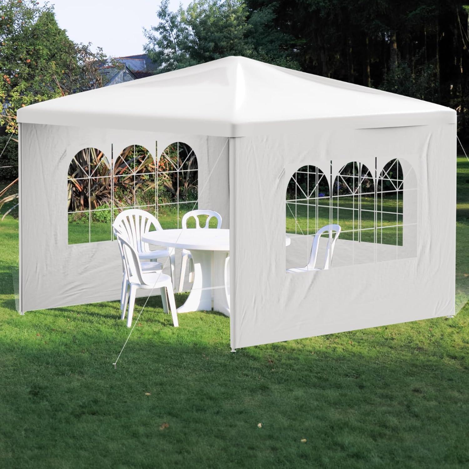 10x10 White Waterproof PE Cloth Party Tent with Removable Sidewalls